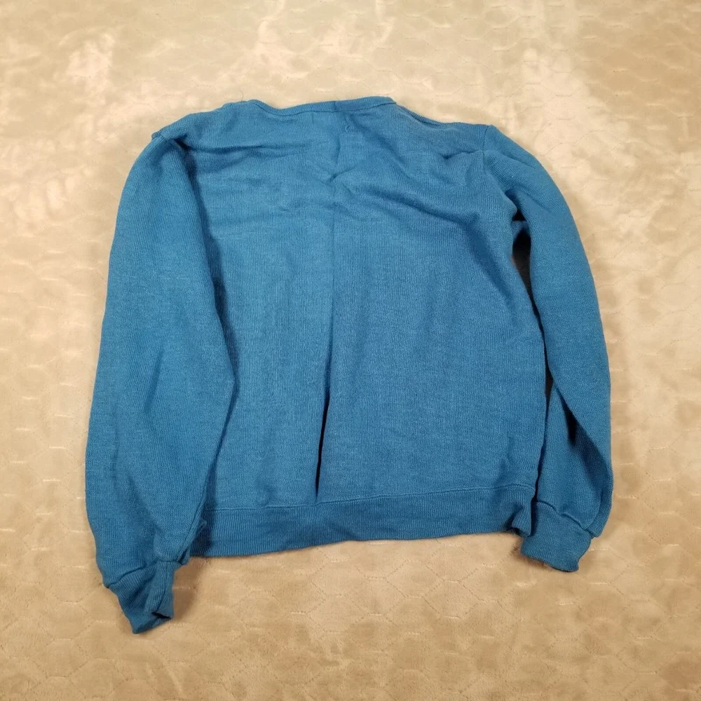 VTG 60s/70s Creslan Rayon V-Neck Sweater USA Made Sz‎ Lg Embroidered